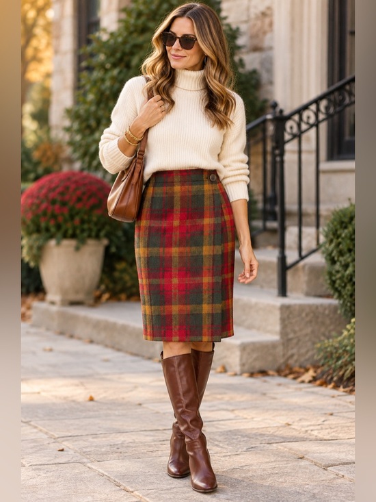 Pendleton Dresses & Skirts - Vintage 80s Pendleton Size 8 Knockabout 100% Wool Red Green Plaid Wrap Skirt USA